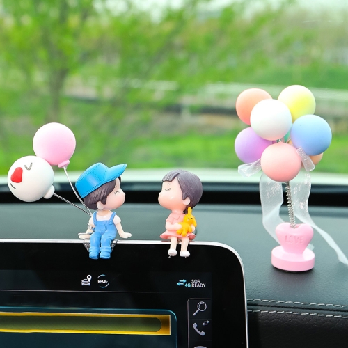 

In Car Ornament Lovely Kissing Couple Doll, Colour:Blue Balloon+Spring Balloon