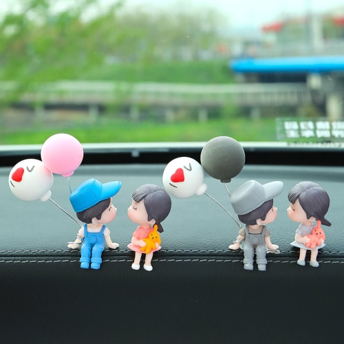 

In Car Ornament Lovely Kissing Couple Doll, Colour:Gray Couple + Gray Balloon + Blue Pink White Balloon