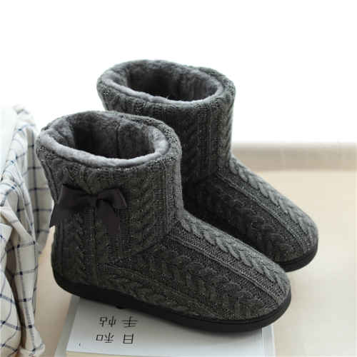 Winter Home Boots รองเท้าแตะผ้าฝ้ายกันลื่นแบบหนาขนาด: 35-36 (สีเทา)