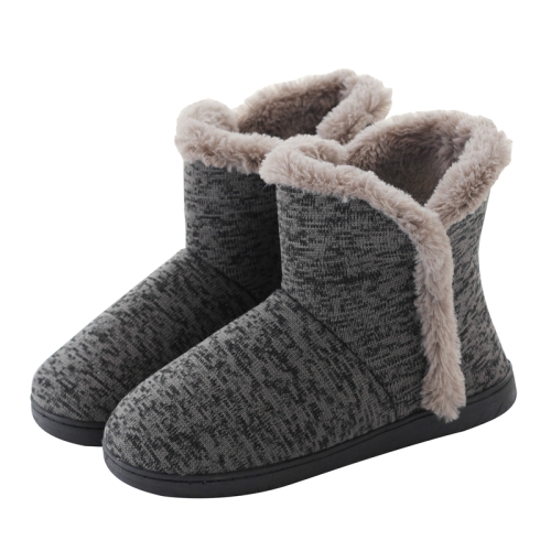 Pantoufles en coton montantes pour hommes d'automne et d'hiver et chaussures chaudes d'intérieur en velours, taille: 41-42