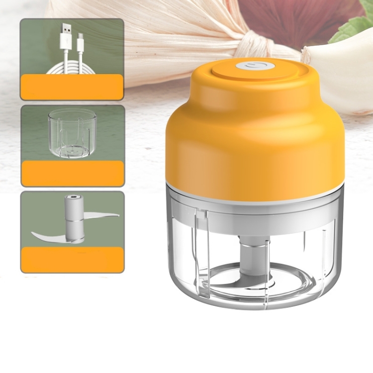 Wireless USB Charging Garlic Machine Baby Food Supplement Machine, Style: 100ml Twisted Meat( Yellow)