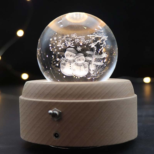 Bote à Musique Boule de Cristal, bote à Musique en Bois rotative 360 ° avec  lumière