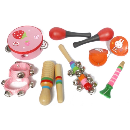10 en 1 enfants combinaison d'instruments de musique en bois éducation  précoce bébé instrument de