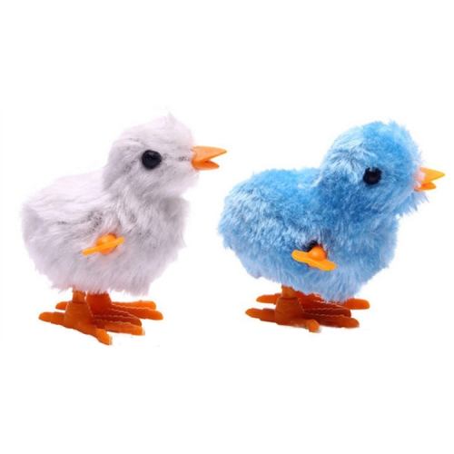 Baby Wind-up Jumping 3D Chicken Toddlers Plush Fluffy Clockwork Toys Gift 6A 