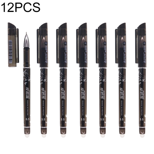 

12 PCS Erasable Nib 0.5mm Ballpoint Boutique Gifts Student Stationery Office Writing Pen(Black)