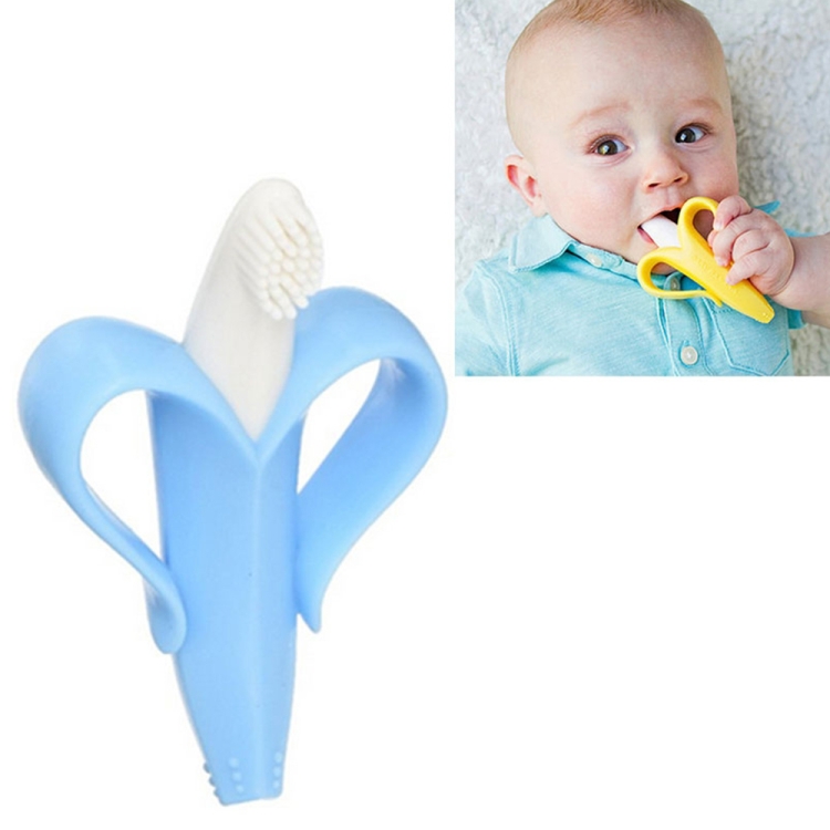 Newborn Baby Banana Silicone Teether Bite(Blue)