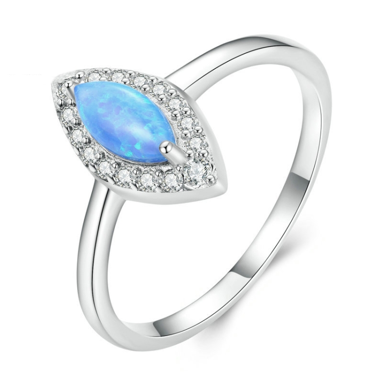 

BSR350 Sterling Silver S925 Demon Eye Synthetic Opal Plated Gold Ring(No.7)