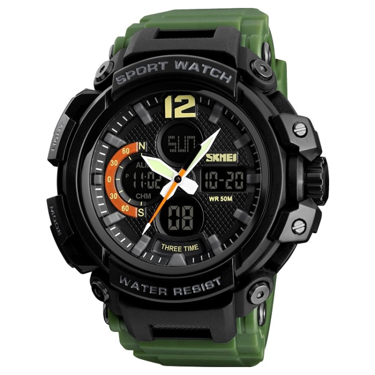 SUNSKY - SKMEI 1343 heren buitensporten waterdicht horloge student digitaal  horloge (legergroen)