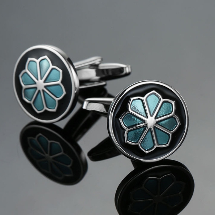 

Men Shirt Cufflinks Blue Series Enamel Crystal Vintage Pattern Cufflinks, Color: 3
