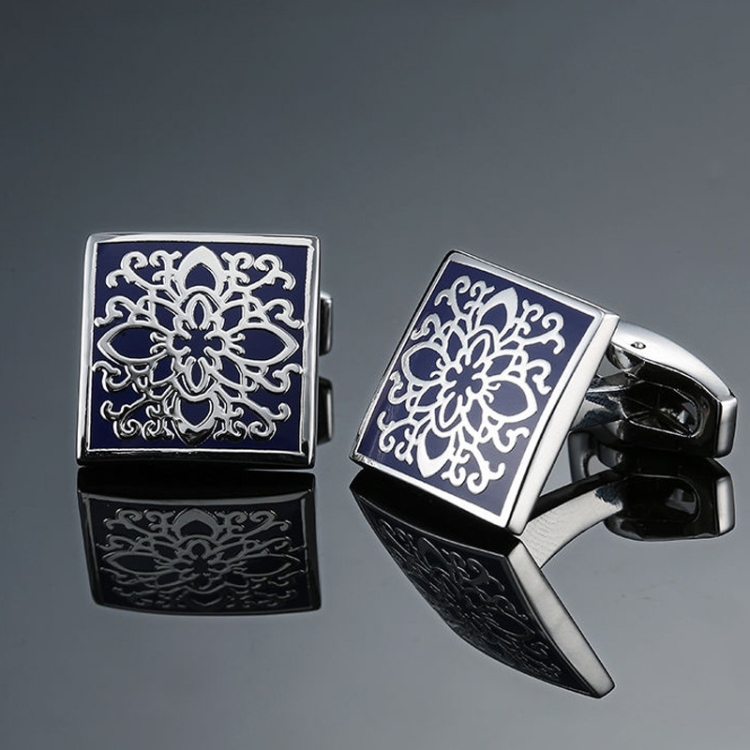 

Men Shirt Cufflinks Blue Series Enamel Crystal Vintage Pattern Cufflinks, Color: 16