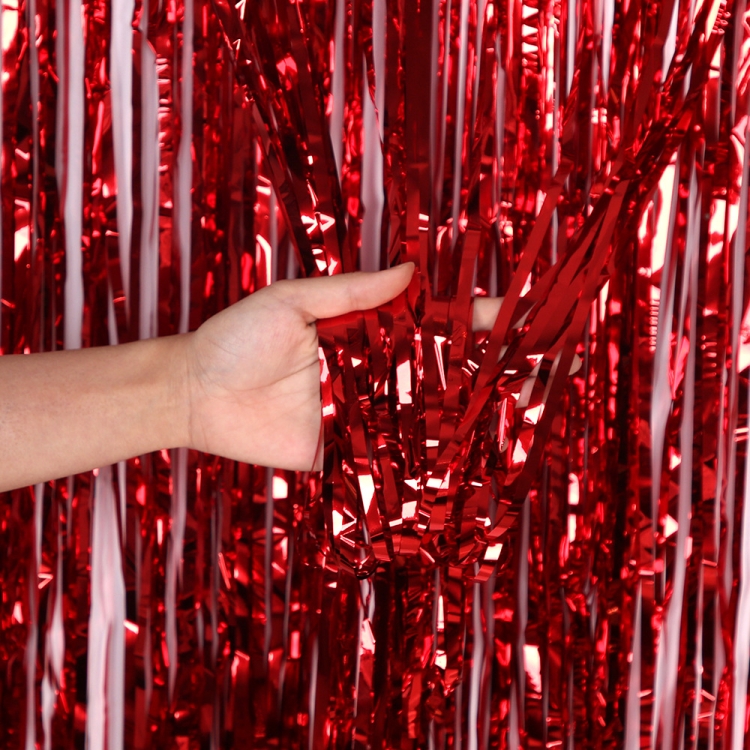 

5 PCS 1 x 2m Light Rain Silk Curtain Holiday Party Decoration Photo Background Wall Decoration(Red)