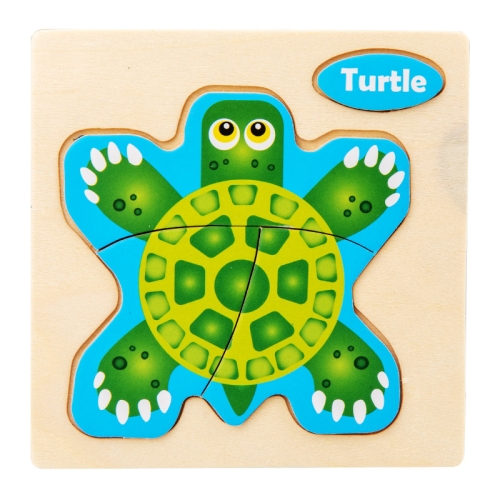 Jouet de puzzle en bois tridimensionnel d'animaux éducatifs pour enfants 10  pièces (tortue)