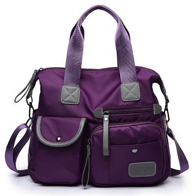 

Waterproof Oxford Cloth Handbag Casual Nylon Shoulder Diagonal Bag Female Bag Canvas Bag(Purple)