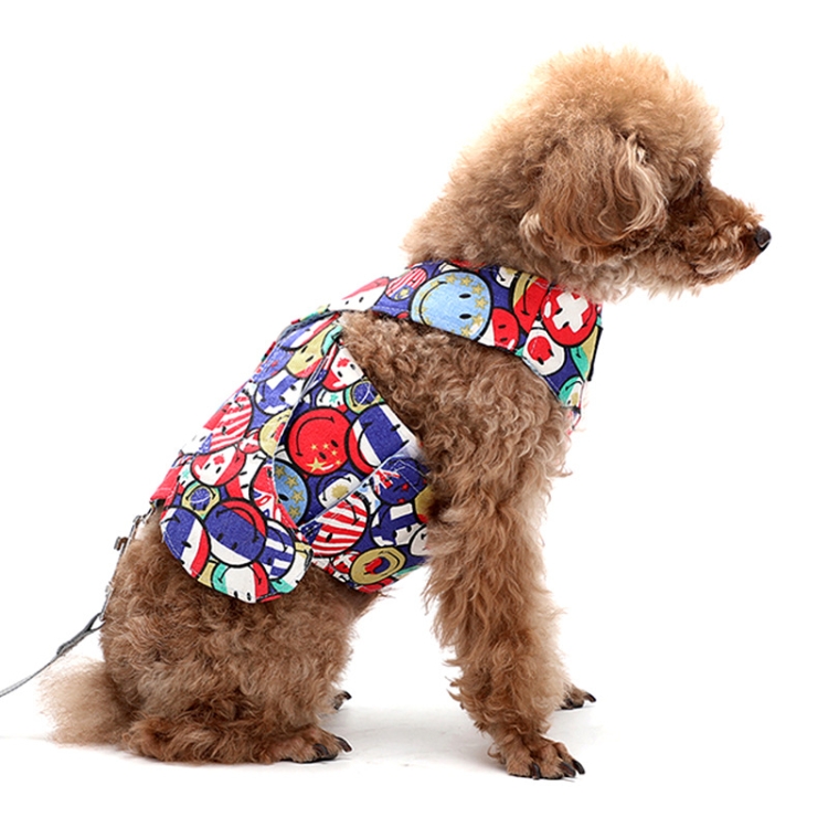 AntiLeakage Breathable Small Dog Chest Harness Traction Rope, Size M(Smiling Face Red)