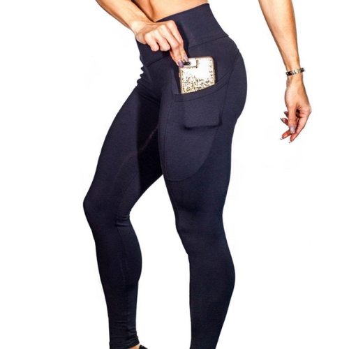 Yoga Pants With Pockets Women Sport Leggings Jogging Workout Running  Leggings Stretch High Elastic Gym Tights Women Legging XL, Size:XL (Black)