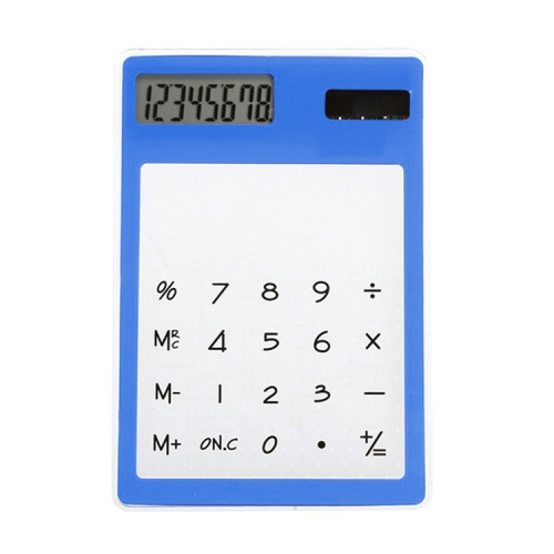 Calcolatrice a 8 cifre con touch screen LCD ultra sottile e trasparente ad  energia solare (blu)