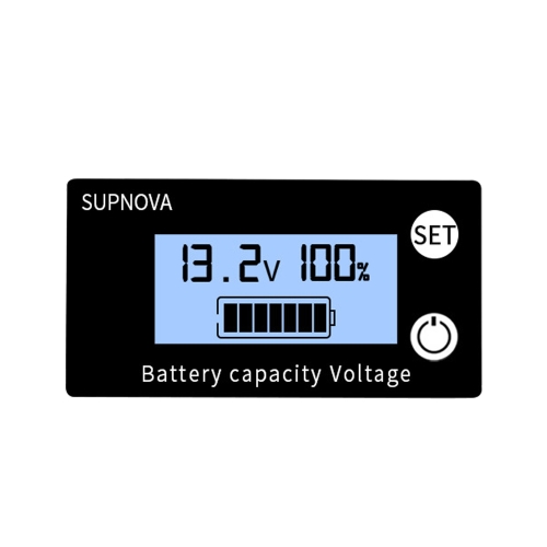 

SUPNOVA DC 8-100V Battery Capacity Indicator Voltmeter Voltage Gauge,Style: Blue +Alarm + Temperature