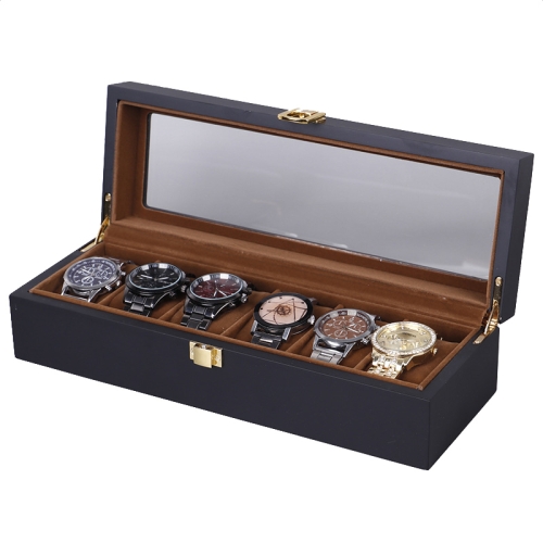 

Wooden Baking Paint Watch Box Jewelry Storage Display Box(06 Black + Brown Matte)