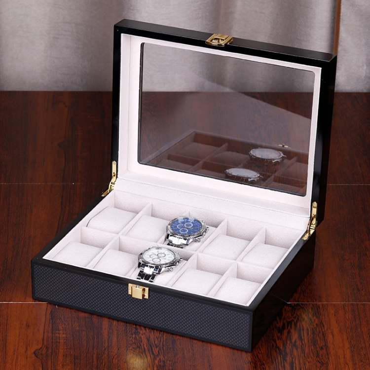 

Wooden Baking Paint Watch Box Jewelry Storage Display Box(10-bit Full Carbon Paint)