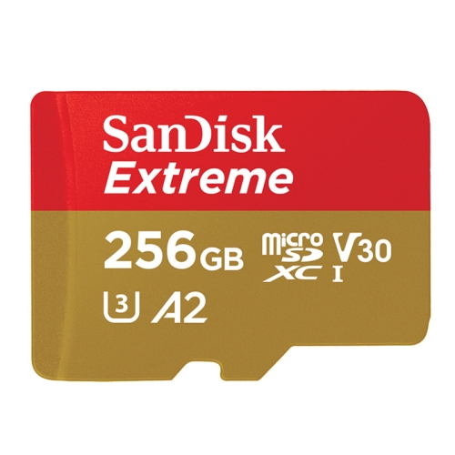 SanDisk U3 High-Speed ​​Micro SD Card Carte mémoire TF pour caméra de sport  GoPro, drone, surveillance 256 Go (A2), couleur: carte noire