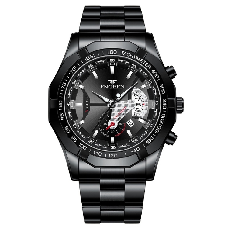 

FNGEEN S001 Men Waterproof Watch Calendar Watch(Black Steel Black Surface)