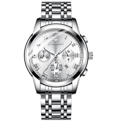 

FNGEEN 4006 Men Automatic Mechanical Watch Waterproof Quartz Watch(White Steel White Surface)