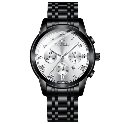 

FNGEEN 4006 Men Trendy Waterproof Quartz Watch(Black Steel White Surface)