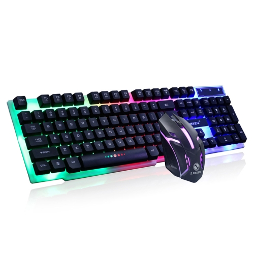 

LIMEIDE GTX300 1600DPI 104 Keys USB Rainbow Suspended Backlight Wired Luminous Keyboard and Mouse Set, Cable Length: 1.4m(Black)