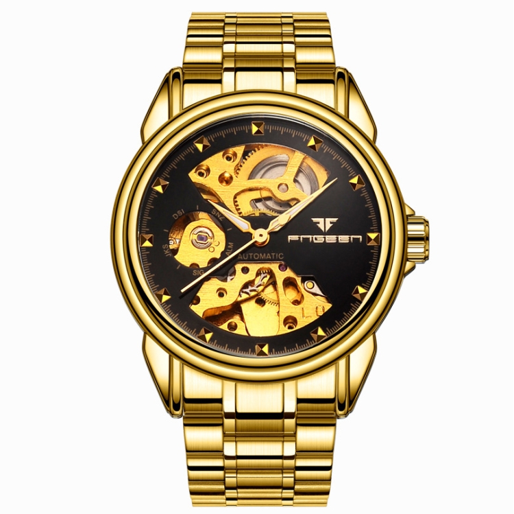 

FNGEEN 8818 Men Automatic Mechanical Watch Double-Sided Hollow Watch(Gold And Black Surface)