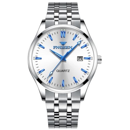 

FNGEEN 2111 Men Simple Luminous Calendar Quartz Watch(White Steel White Surface)