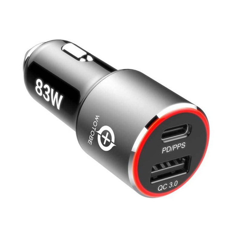 

WOTOBE WTB-CQT23L 83W PD3.0+QC3.0 Car Charger(Black Red Light)