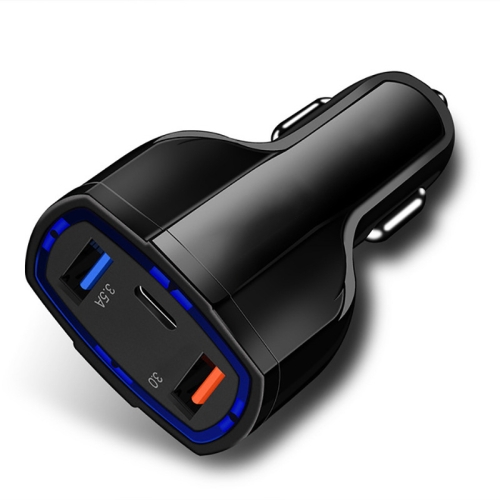 

2 PCS QC3.0 Fast Charge Car Charger 3.5A Dual USB With Type-C Interface Output Car Charger(Black)