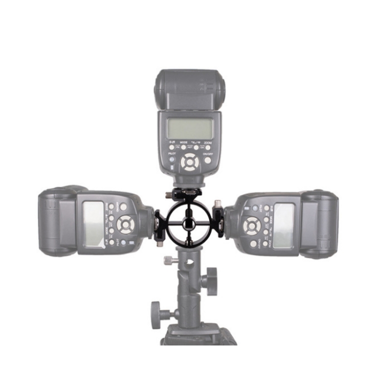 

2 PCS Round Field 3 Triple Head Hot Shoe Mount Adapter Flash Holder Bracket Light Stand Holder