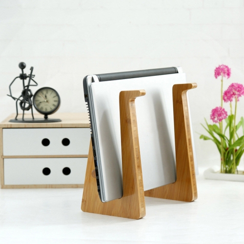 

Medium Bamboo Wood Computer Cooling Bracket Beech Wood Tablet Desktop Storage Rack