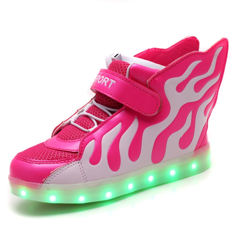 Flashing Shoes USB Charging HighTop Flame Shoes For Children, Size 25