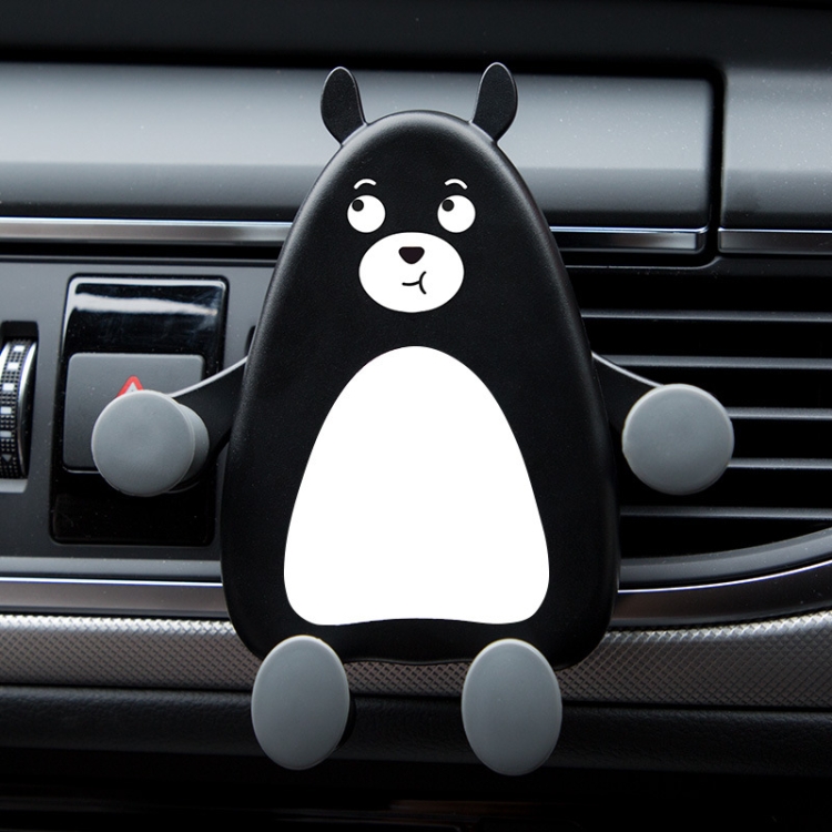 

Q2 2 PCS Cartoon Car Multifunctional Navigation Air Outlet Car Phone Holder(Black and White Bear With Holding Mouth)