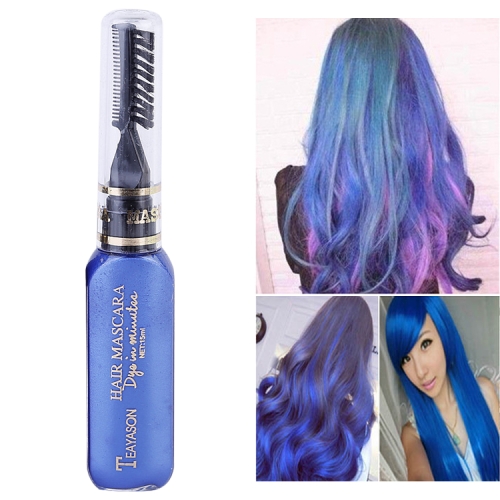 

One-time Hair Temporary Color Hair Dye Non-toxic DIY Hair Color Mascara Dye Cream Hair(Dark Blue)