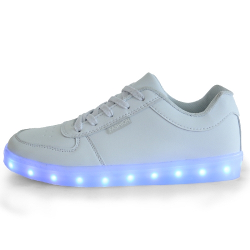 Lichtgevende lage schoenen voor kinderen USB-oplaadbare LED-lichtgevende schoenen, maat: (wit)