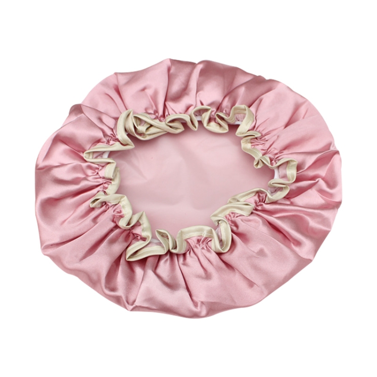

Lovely Thick Women Satin Colorful Double Waterproof Hair Cover Bathing Cap(Pink)