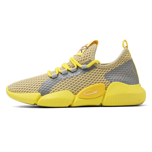 

Spring Breathable Running Shoes Couple Models Student Casual Shoes Flying Woven Sports Shoes, Size: 42(Yellow)