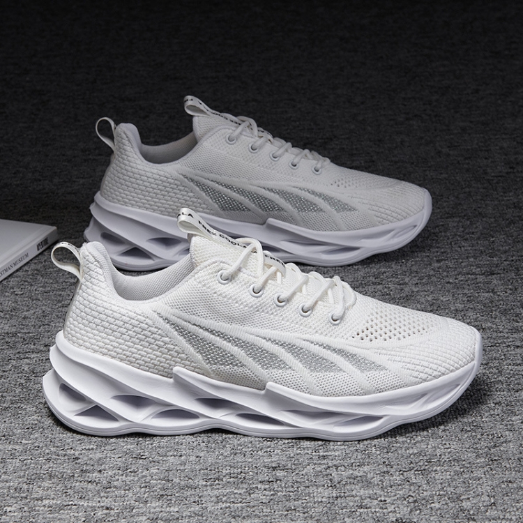 

Breathable Fly Woven Mesh Shoes Men Casual Sports Running Shoes, Size: 40(White)