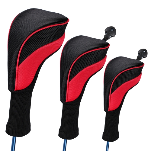 

3 in 1 No.1 / No.3 / No.5 Clubs Protective Cover Golf Club Head Cover(Red)