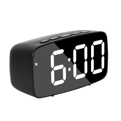 

Mirror Bedside Alarm Clock Battery Plug-In Dual-Purpose LED Clock, Colour: Arc-shaped Black Shell (Black Surface White Light)