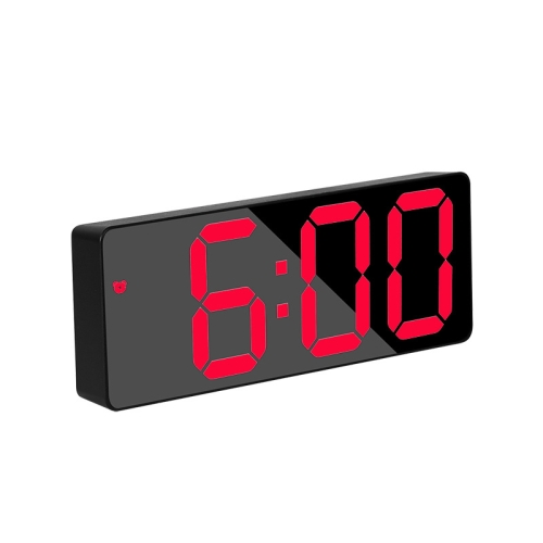 

Mirror Bedside Alarm Clock Battery Plug-In Dual-Purpose LED Clock, Colour: Rectangle Black Shell (Black Surface Red light)