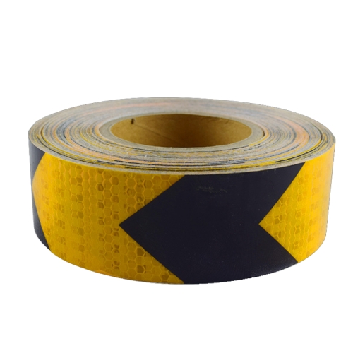 PVC-Kristall-Farbpfeil Reflektierender Film-Truck-Waben-Richtlinien  Warnband-Aufkleber 5cm x 25m (gelb schwarz)