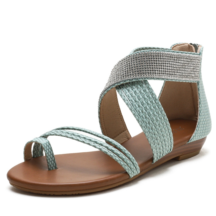 Sandalias de verano de las señoras Zapatos de estilo romano Rhinestone  Sandalias de cuña de medias,
