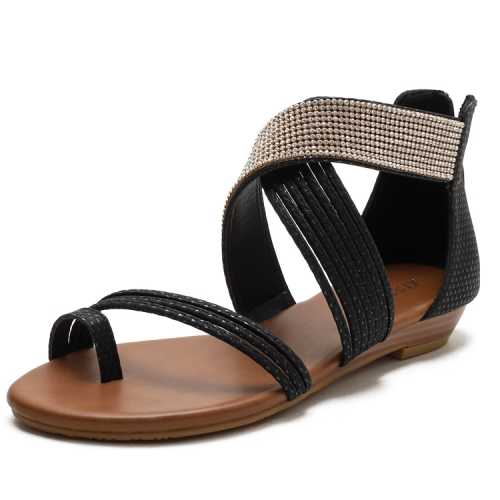 Wheeler Black Patent Faux Leather Two Band Mid Wedge Slide Sandal –  Aerosoles