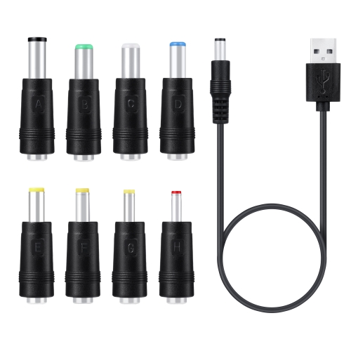 

8 In 1 DC Power Cord USB Multi-Function Interchange Plug USB Charging Cable(Black)