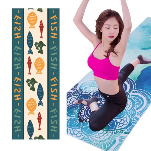 Tapete de yoga macia impresso toalha de yoga antiderrapante, tamanho: 185 x  65cm (pesca)