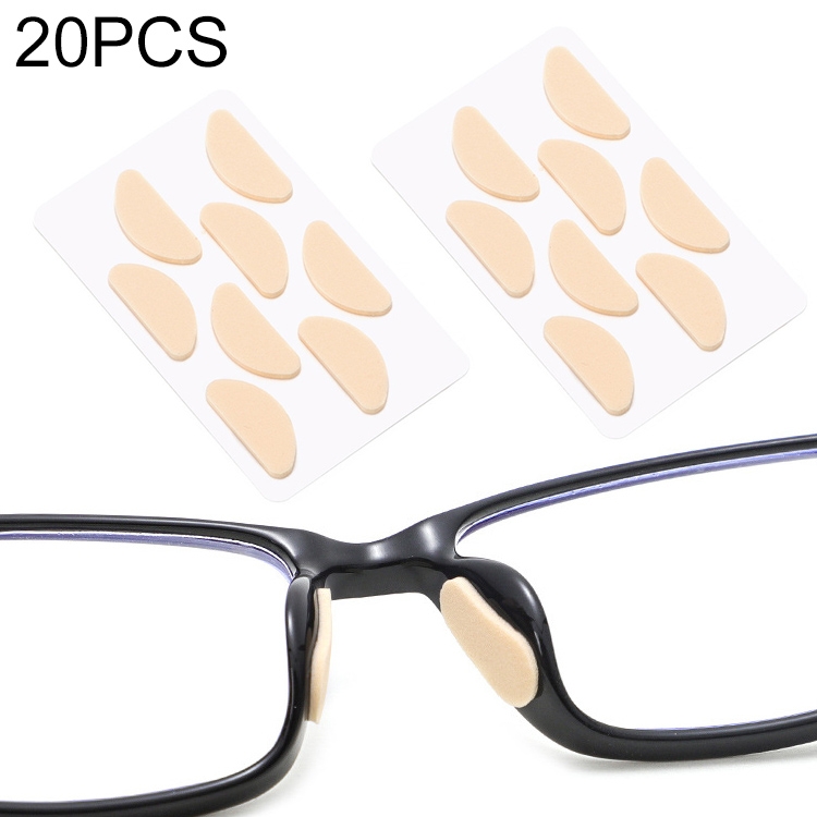 

20 PCS Glasses Nose Strip Soft EVA Sponge Nose Mat Comfortable No Pressure Mark Does Not Remove Makeup Anti-Height Eye Frame Nose(D-type Skin Color 1.5mm)